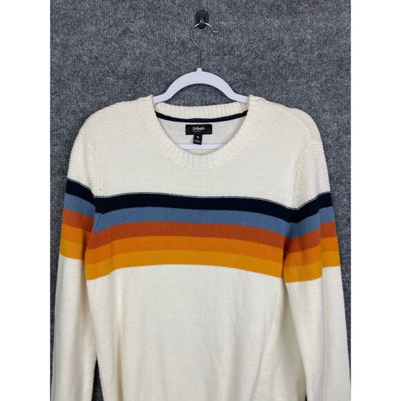 Urban Pipeline Sweater Women's Medium Cream Multi Color Strips Long Sleeve - Picture 2 of 15